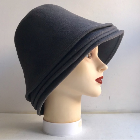Hat Cloche Cap 100%Wool Felt USA Gray NEW Stock - Picture 4 of 7